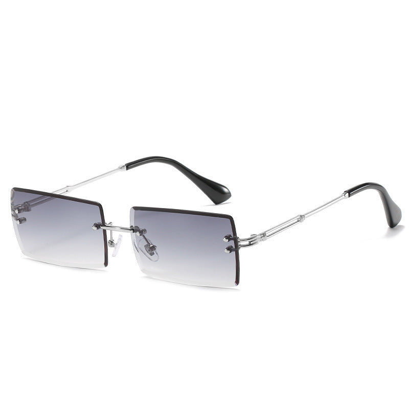 Lunettes De Soleil En Alliage Petit Rectangle Sans Cadre.
