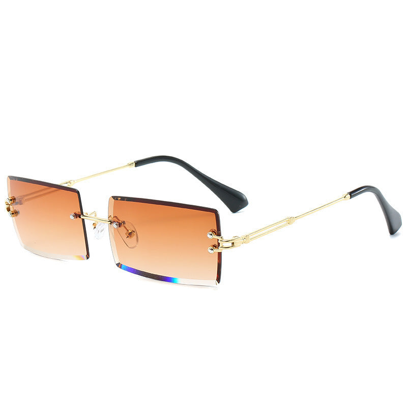 Lunettes De Soleil En Alliage Petit Rectangle Sans Cadre.