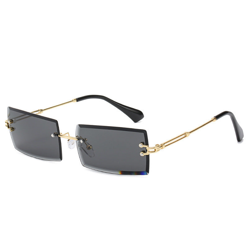 Lunettes De Soleil En Alliage Petit Rectangle Sans Cadre.