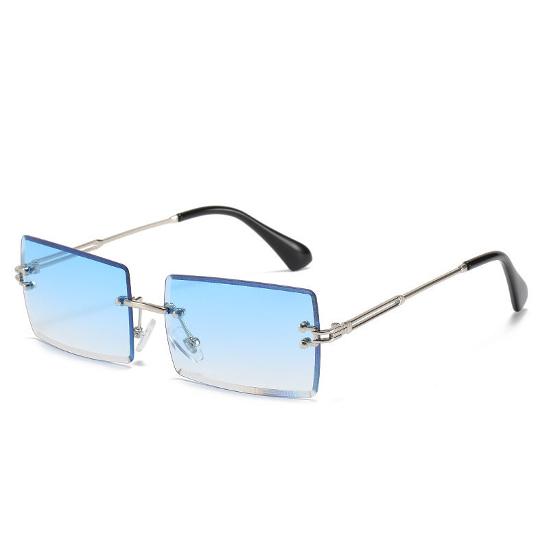 Lunettes De Soleil En Alliage Petit Rectangle Sans Cadre.