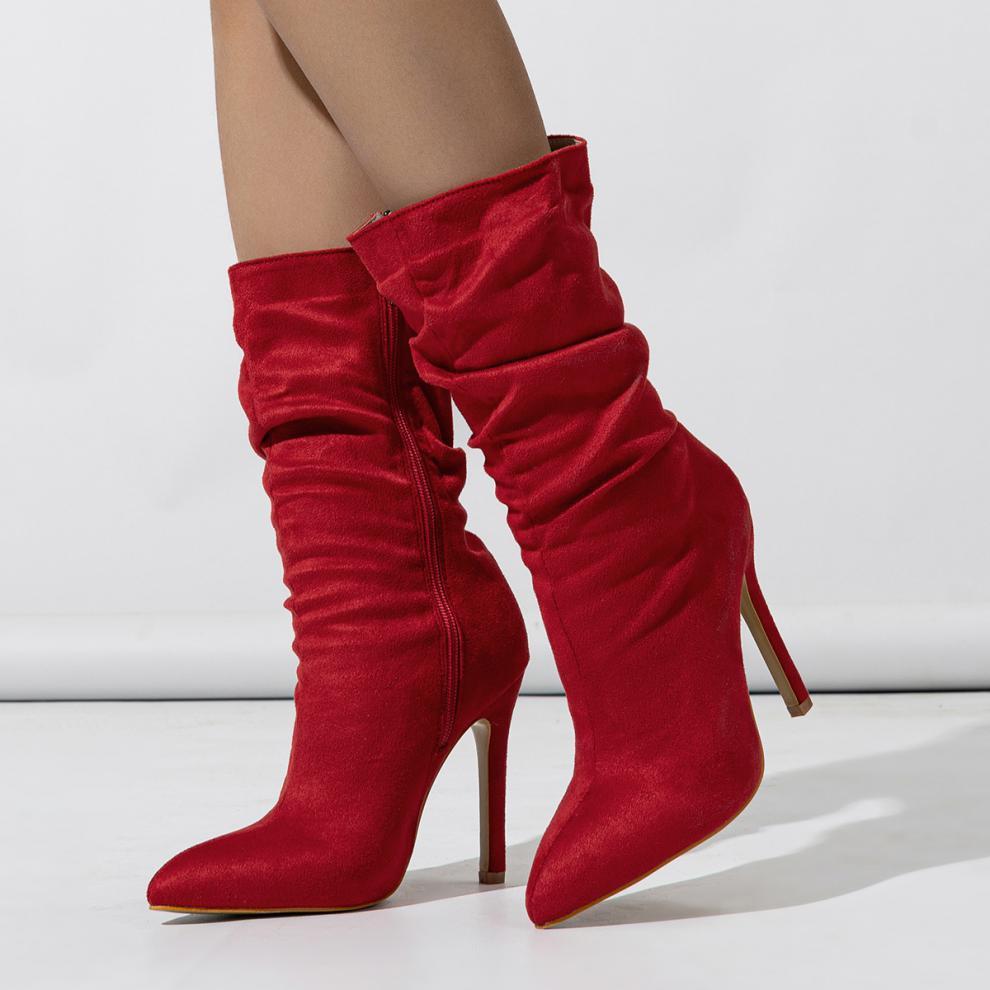 Jouffroy – Bottes mi-hautes effet froissé & talon aiguille - Gena Campbell