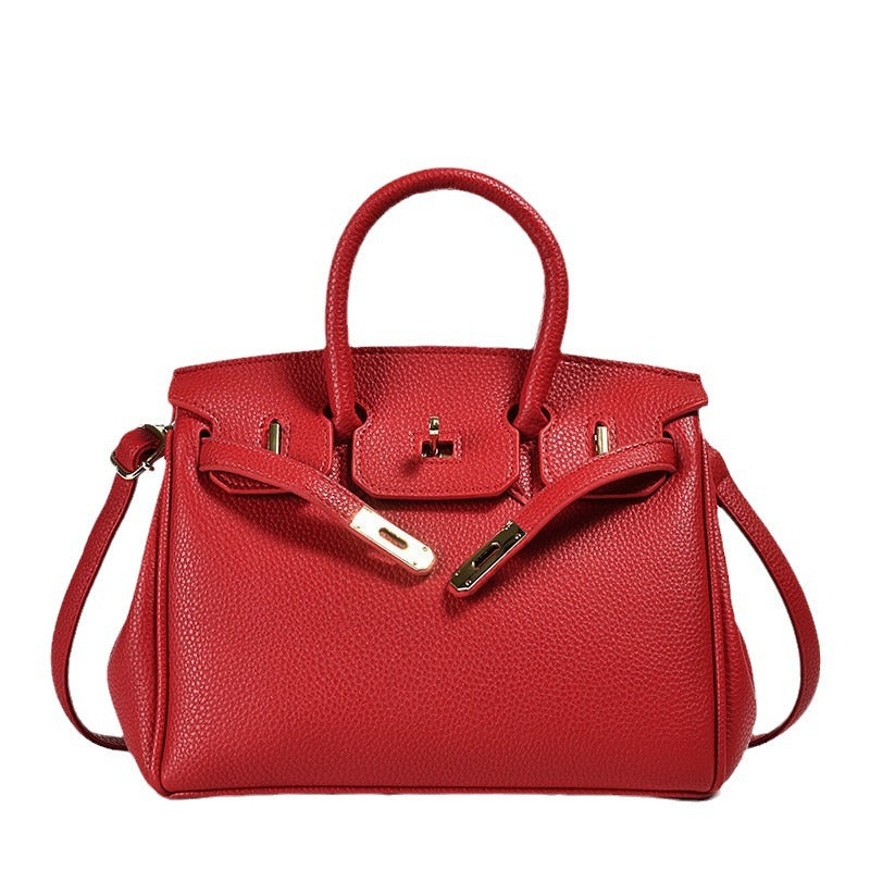 Sac à main vegan Chardon-Lagache rouge – élégant et structuré, finition brillante