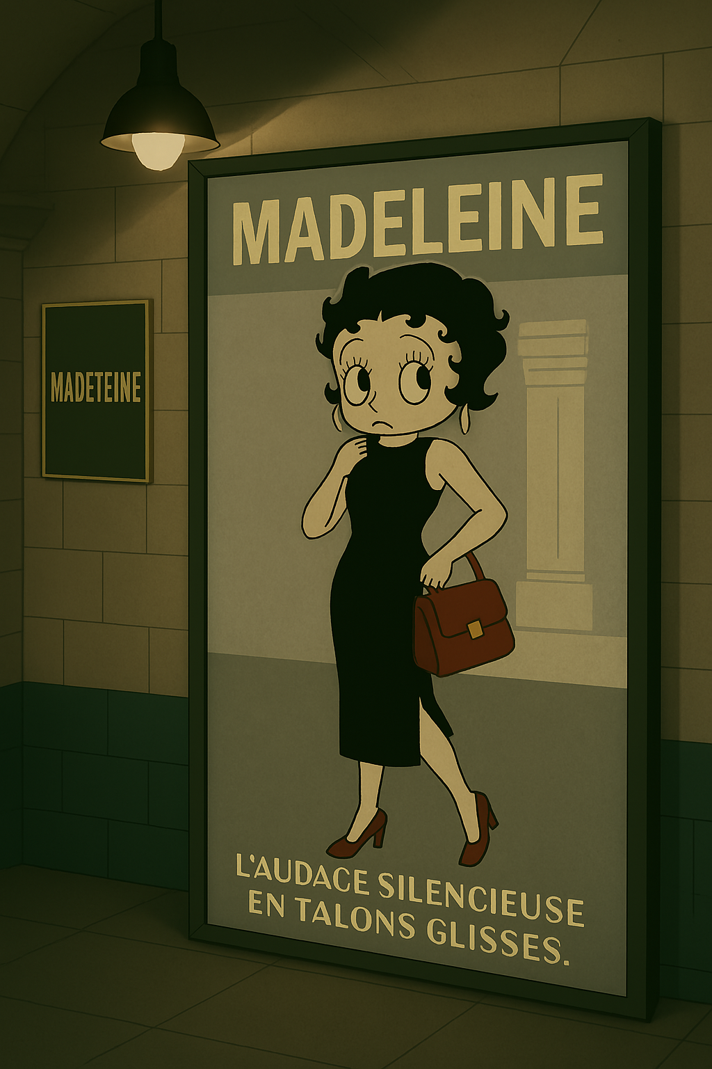Madeleine “Madeleine – escale active sur Ligne 25. Escarpins audacieux et détails structurés posés sur un fond urbain feutré. Élégance de bureau, allure cadencée, énergie parisienne affirmée.”