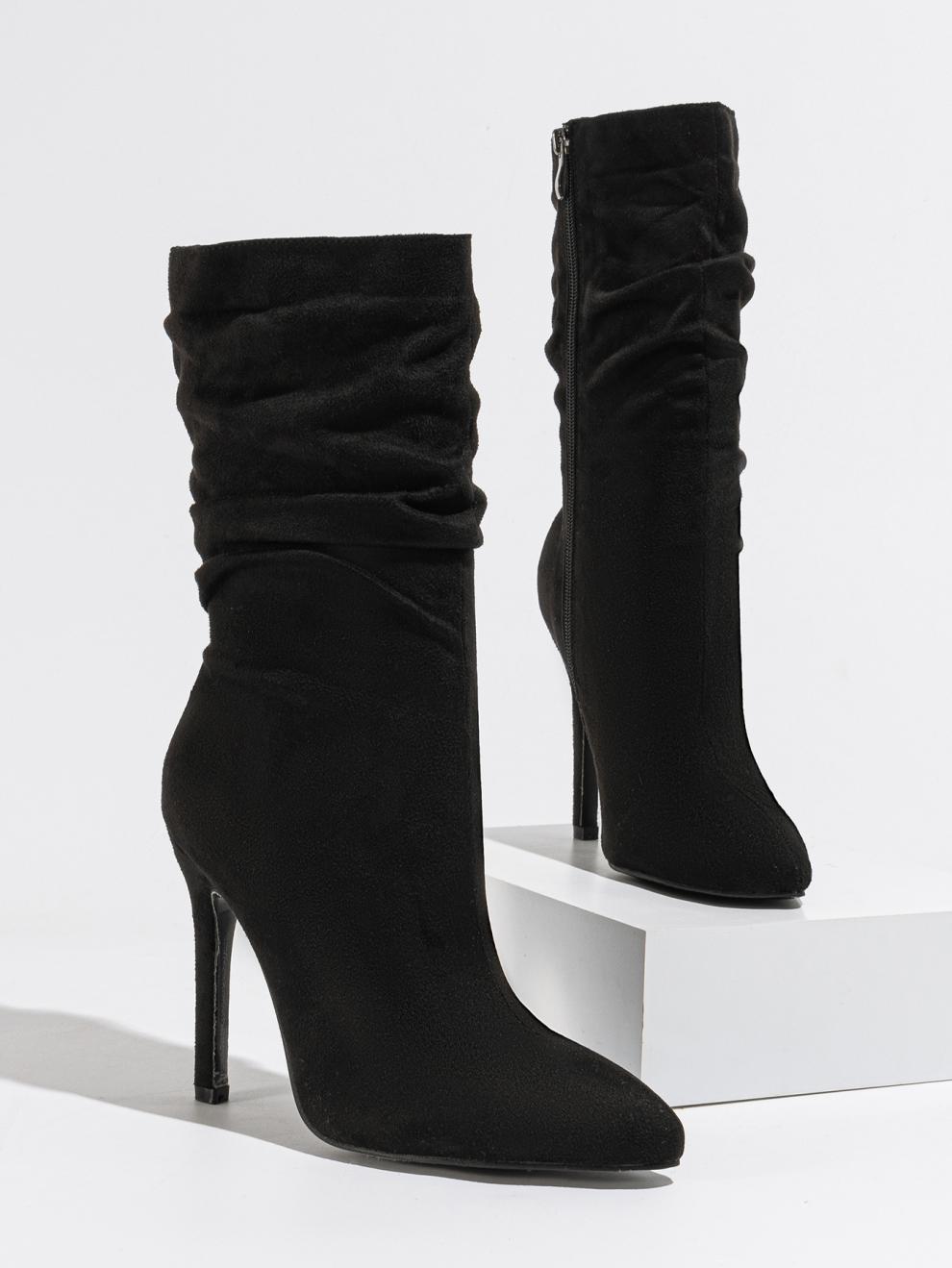 Jouffroy – Bottes mi-hautes effet froissé & talon aiguille - Gena Campbell