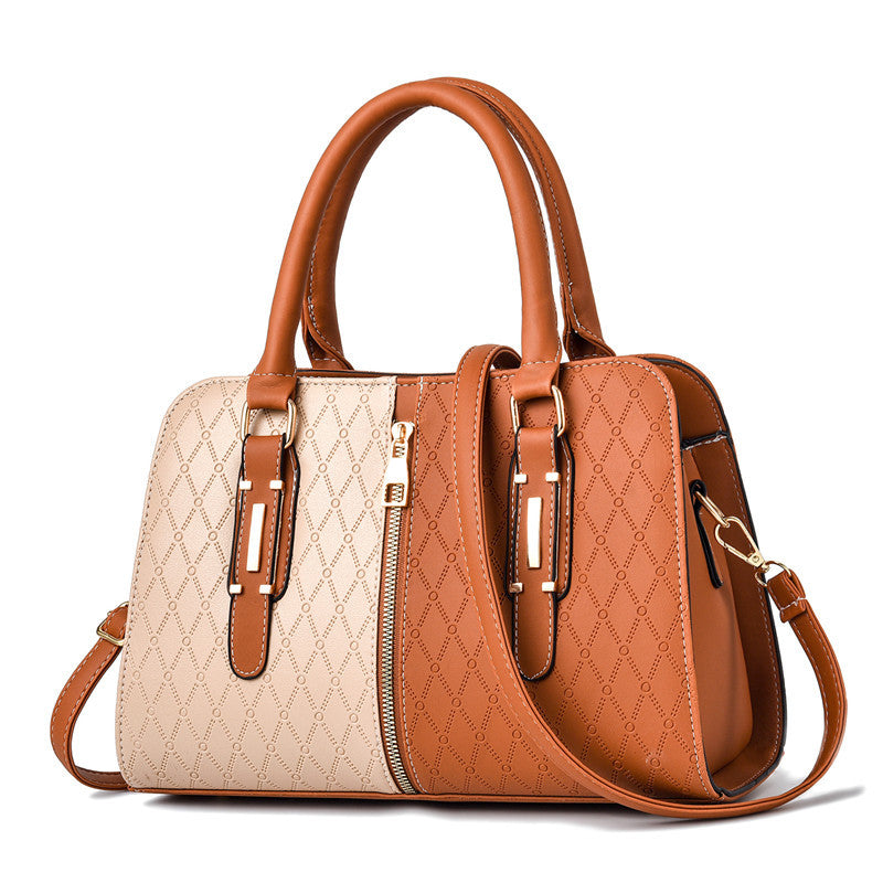 Fashion Color Matching Ladies Handbags European and American Atmosphere Large Capacity.