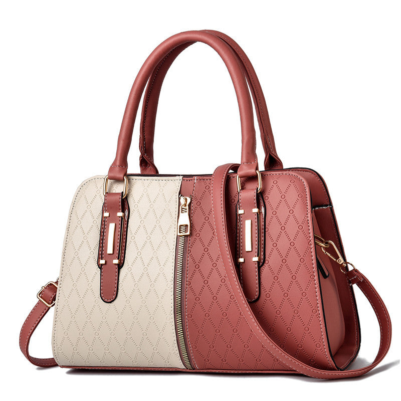 Fashion Color Matching Ladies Handbags European and American Atmosphere Large Capacity.