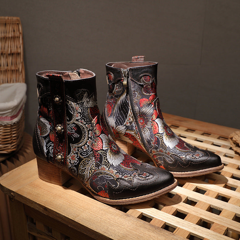 Buzenal – Bottines en cuir brodé & doublure peluche - Gena Campbell