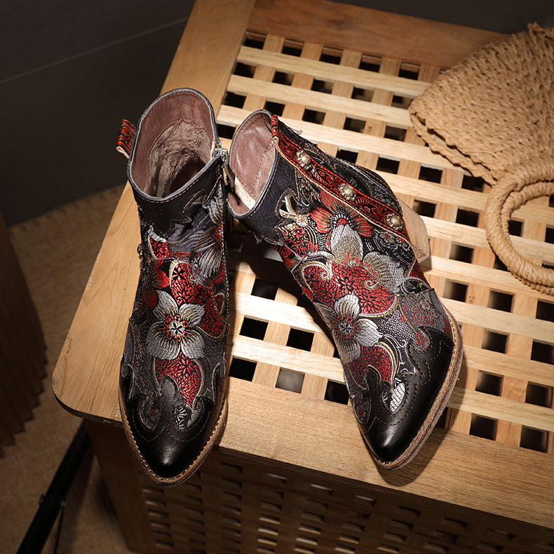 Buzenal – Bottines en cuir brodé & doublure peluche - Gena Campbell