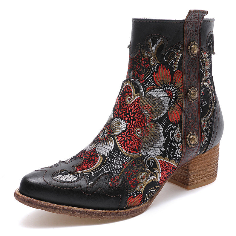Buzenal – Bottines en cuir brodé & doublure peluche - Gena Campbell