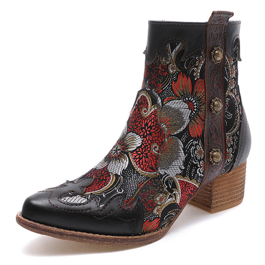Buzenal – Bottines en cuir brodé & doublure peluche - Gena Campbell