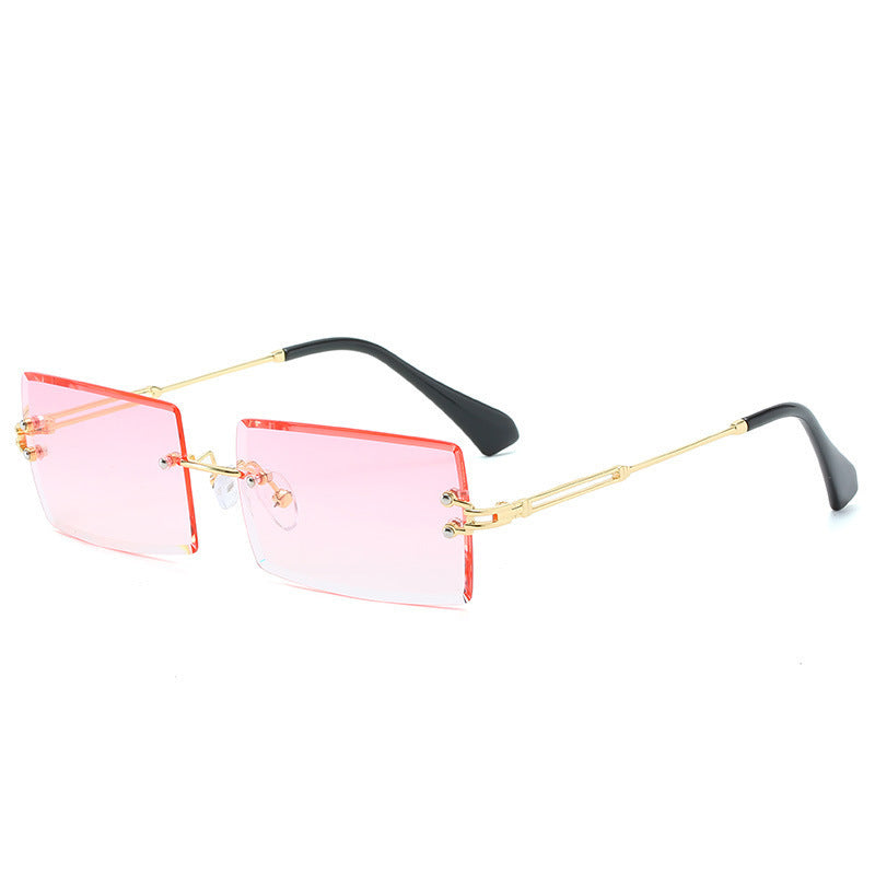 Lunettes De Soleil En Alliage Petit Rectangle Sans Cadre.