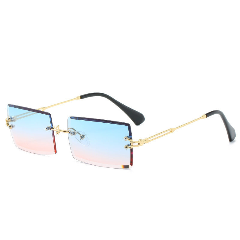 Lunettes De Soleil En Alliage Petit Rectangle Sans Cadre.