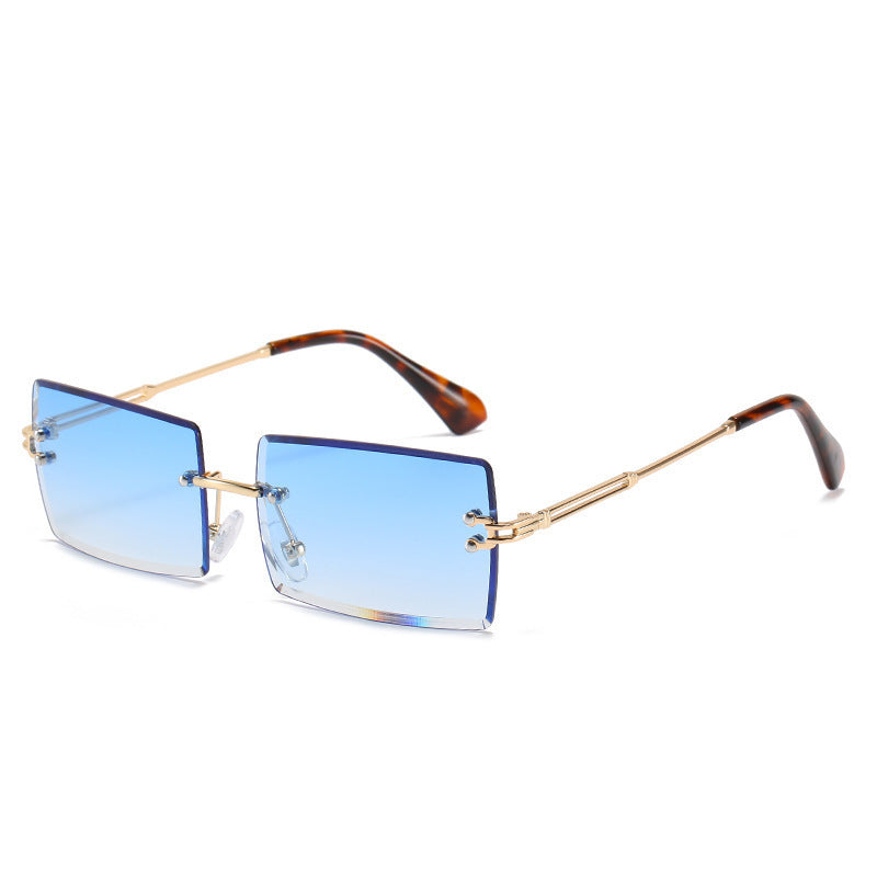 Lunettes De Soleil En Alliage Petit Rectangle Sans Cadre.