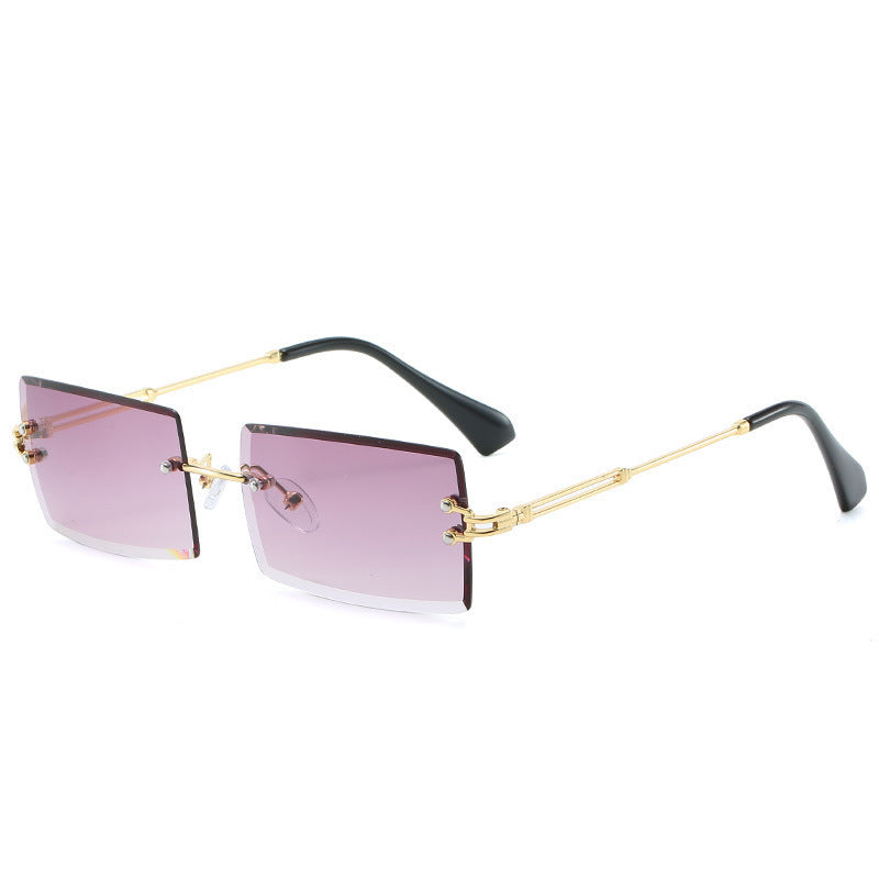 Lunettes De Soleil En Alliage Petit Rectangle Sans Cadre.