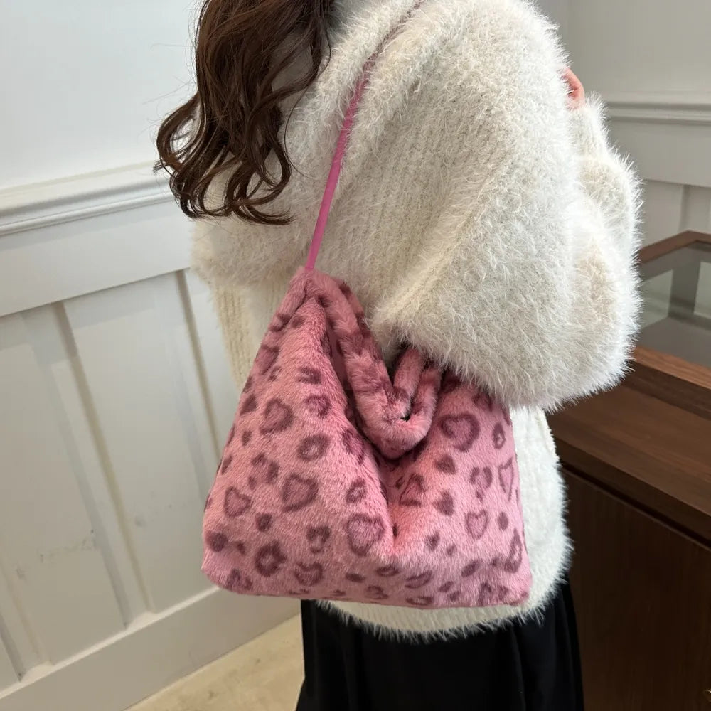 Leopard Furry Shoulder Bag.