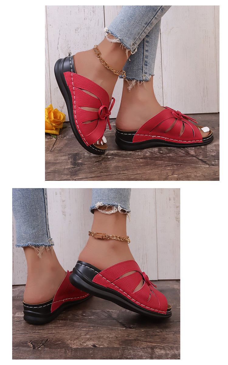 Elegant women's high heels low-heeled sandals casual slippers.