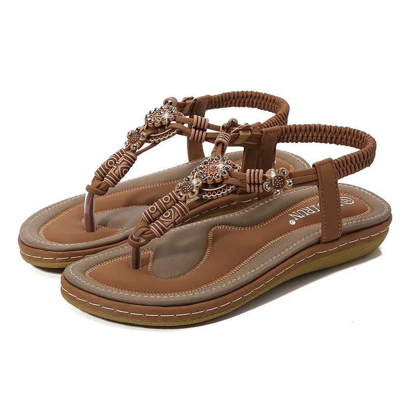 PU Leather Toe Post Flats Sandals.