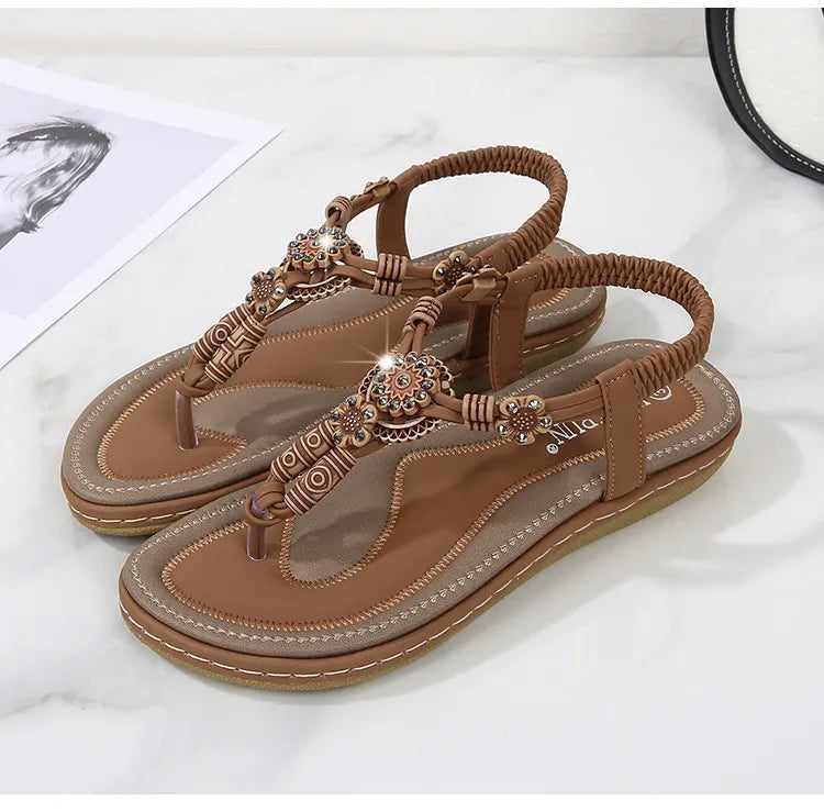 PU Leather Toe Post Flats Sandals.