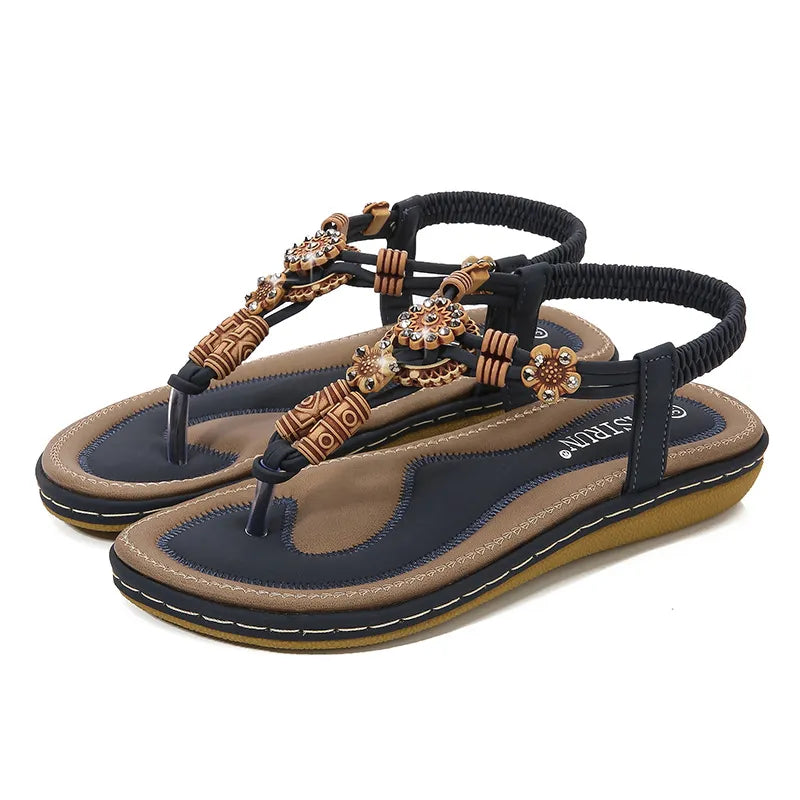 PU Leather Toe Post Flats Sandals.