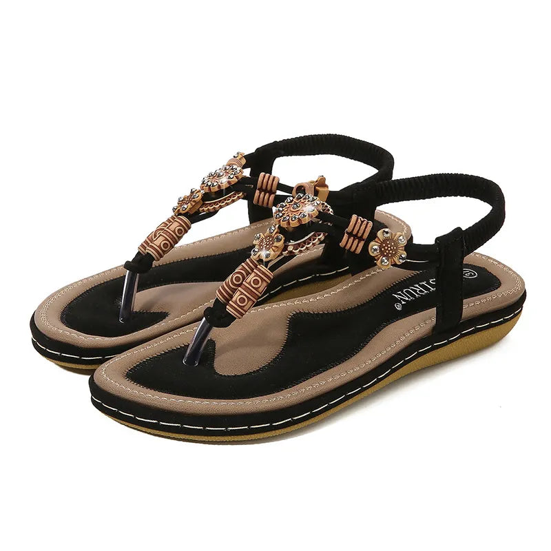 PU Leather Toe Post Flats Sandals.