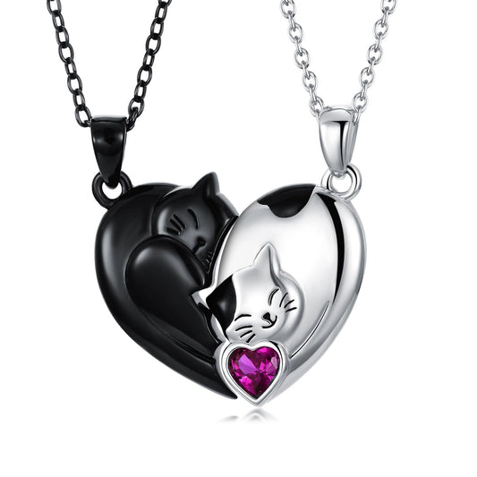 Maublanc – Collier duo chat noir & blanc & amour complice - Gena Campbell
