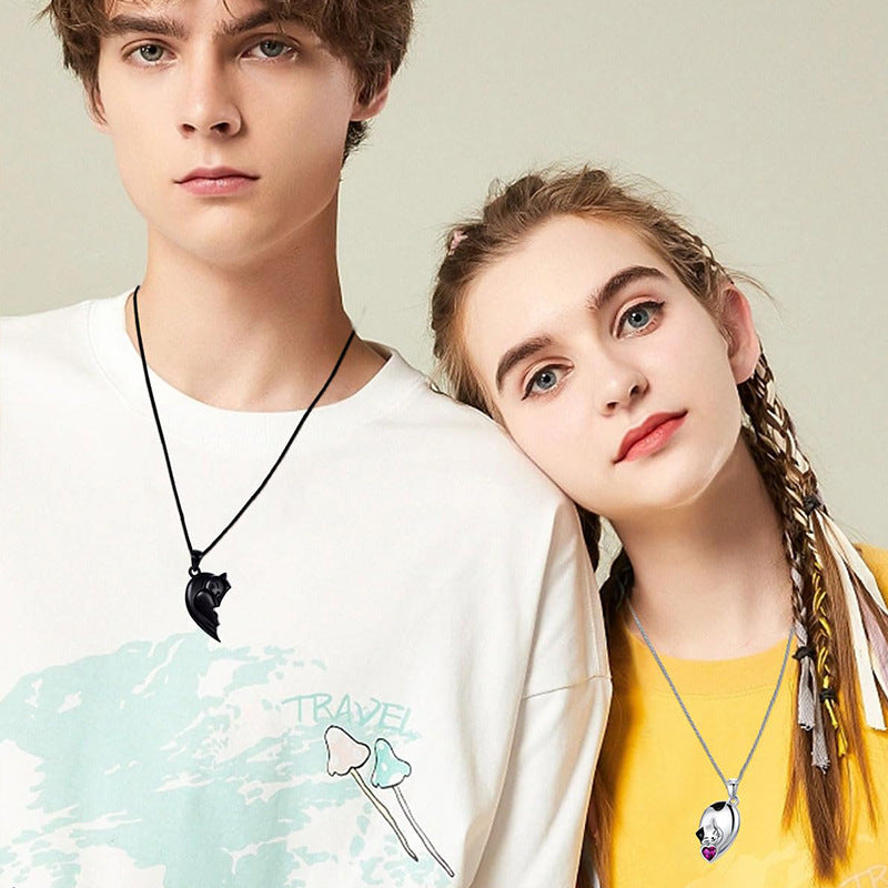 Maublanc – Collier duo chat noir & blanc & amour complice - Gena Campbell