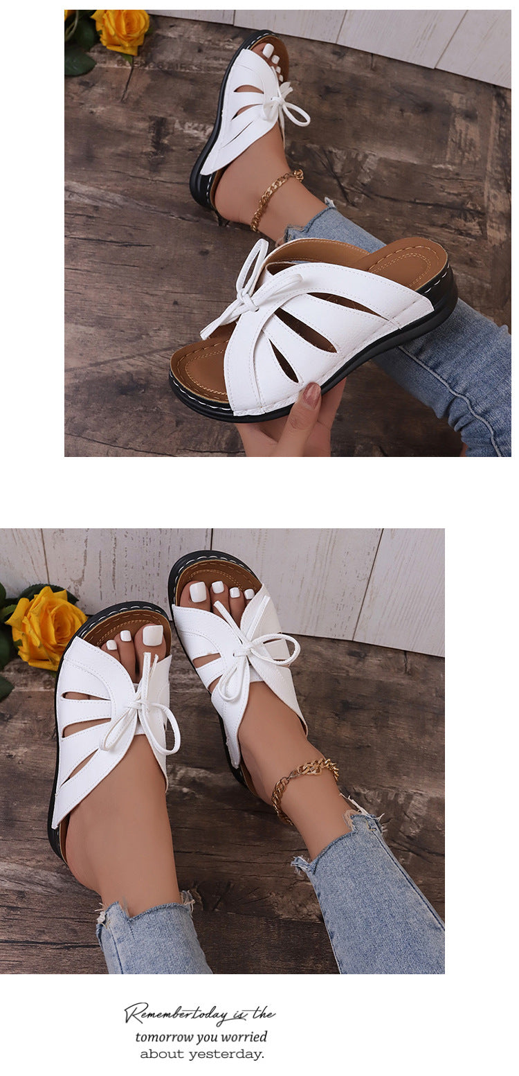 Elegant women's high heels low-heeled sandals casual slippers.