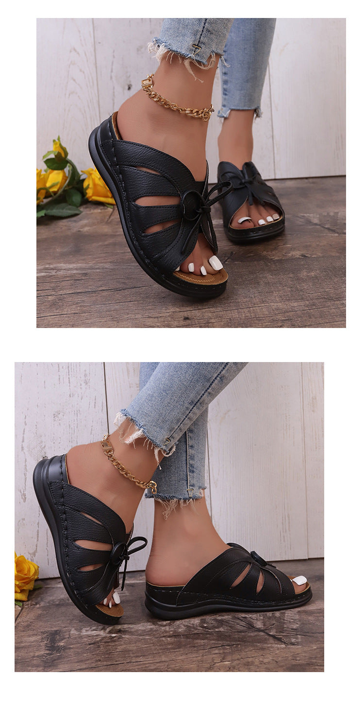 Elegant women's high heels low-heeled sandals casual slippers.