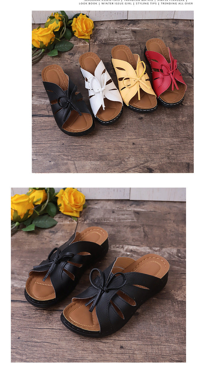 Elegant women's high heels low-heeled sandals casual slippers.