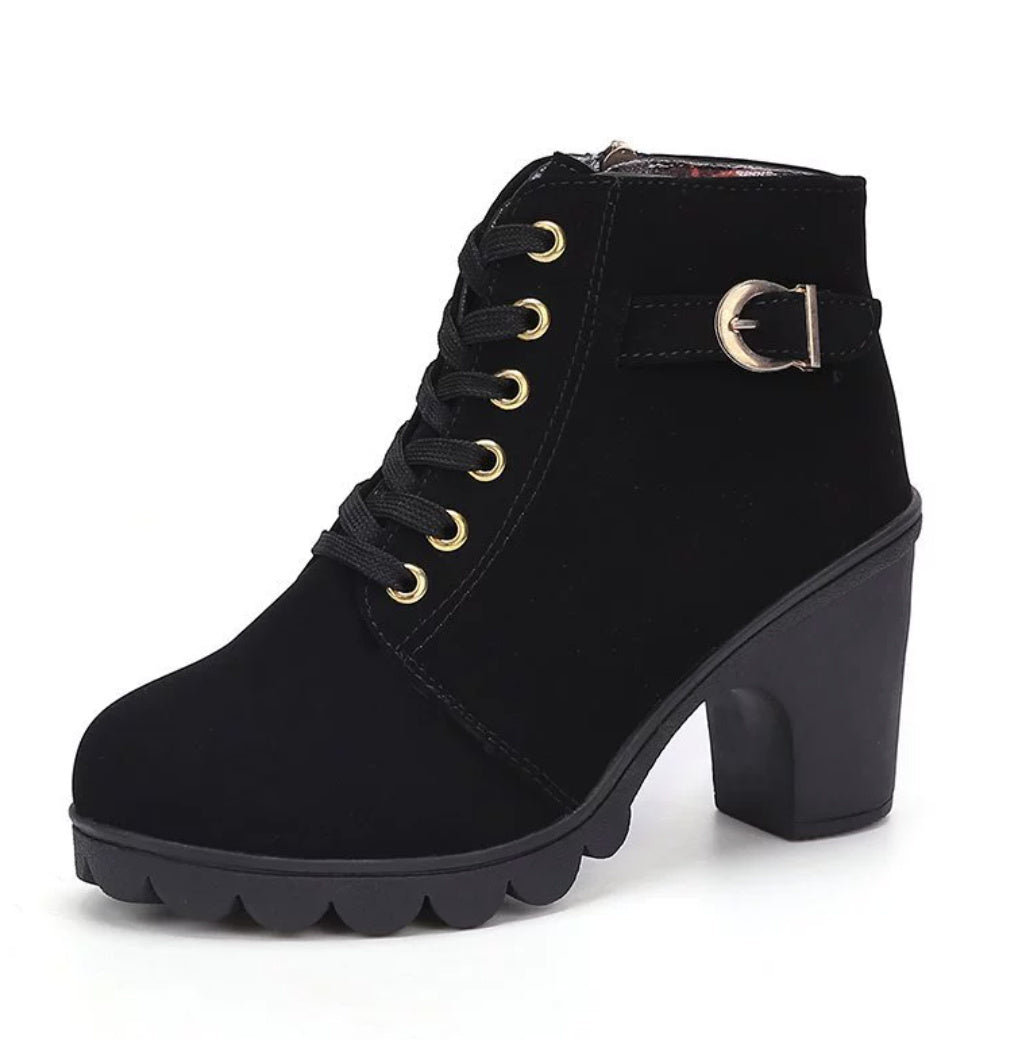 Bottines Porte Léopard, style parisien avec lacets déco et zip latéral