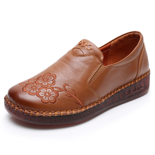<img src="https://genacampbell.fr/images/chaussures-cuir-veritable.jpg" alt="Le Luxembourg · Ballerines plates en cuir véritable pour femme · Création Gena Campbell · Bout arrondi · Semelle souple antidérapante · Style épuré et respirant">