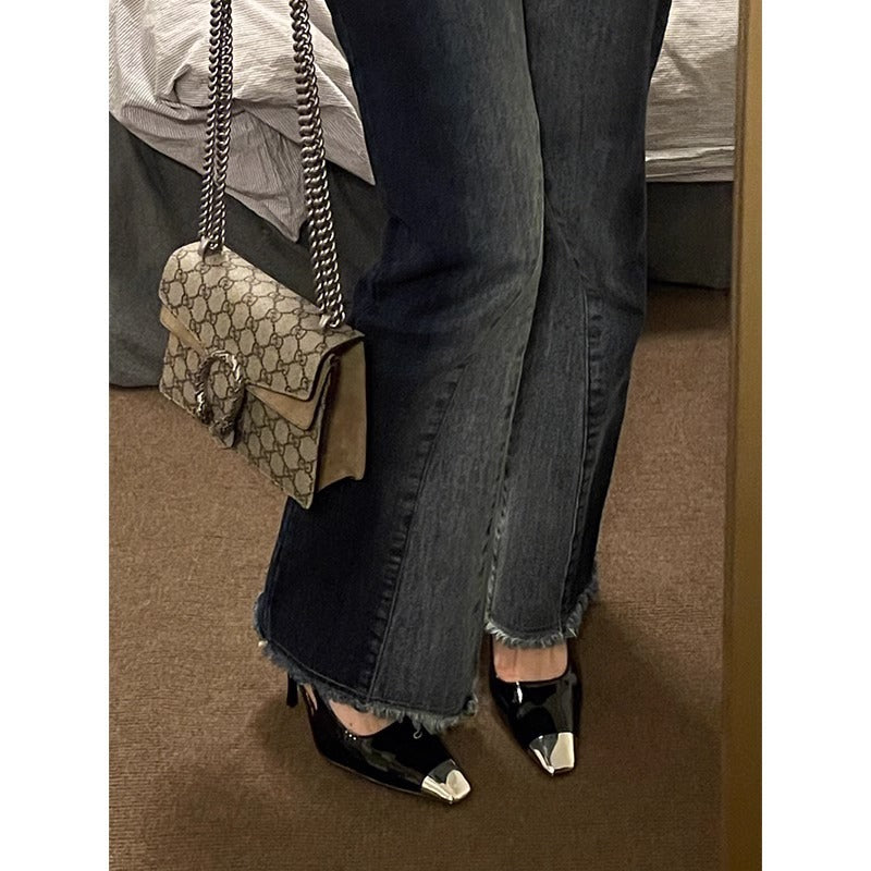 Montgallet – Sandales noires à éclat métallique - Gena Campbell