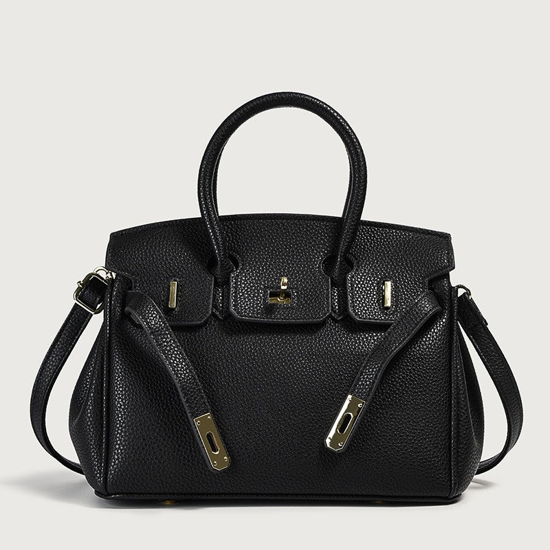 Sac à main noir Chardon-Lagache avec poignée rigide – design structuré en cuir PU vegan